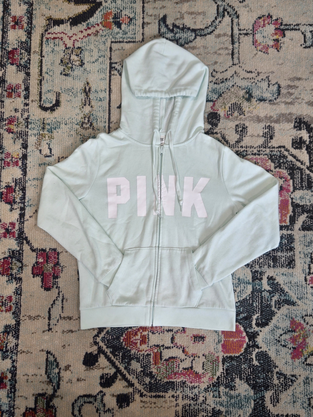 Victoria’s Secret PINK Everyday Fleece Zip Hoodie Mint Green Women’s Size S.